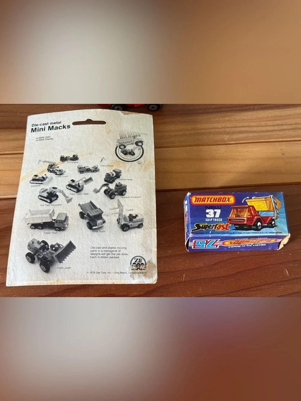Vintage Matchbox Skip Truck & Zee Toys Mini Macks Dump Truck Lot Boxed 1976-77